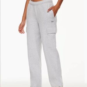 TNA Aritzia Cozy Fleece Mega Cargo Sweatpants in Heather Chrome, Size XL